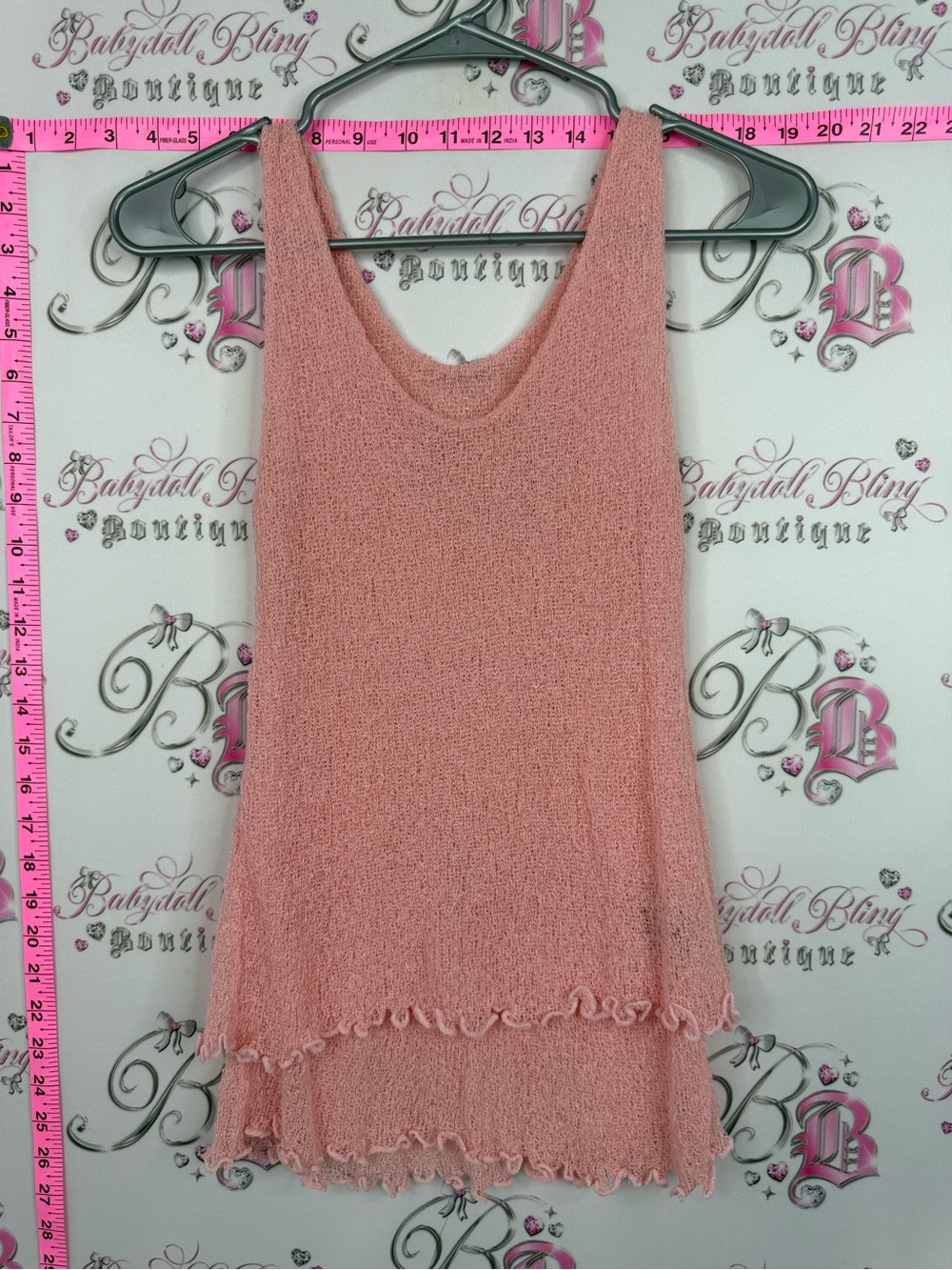 Jungle Girl Kauai shirt tank top coral orange Pink Textured Sleeveless Top